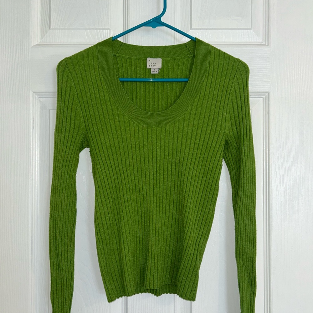 a new day Bright Green Ribbed Sweater